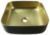 INVENA UMYWALKA NABLATOWA MALAGA INVENA TREND 39 CM, KWADRATOWA CZARNO ZŁOTA CE-39-017-C